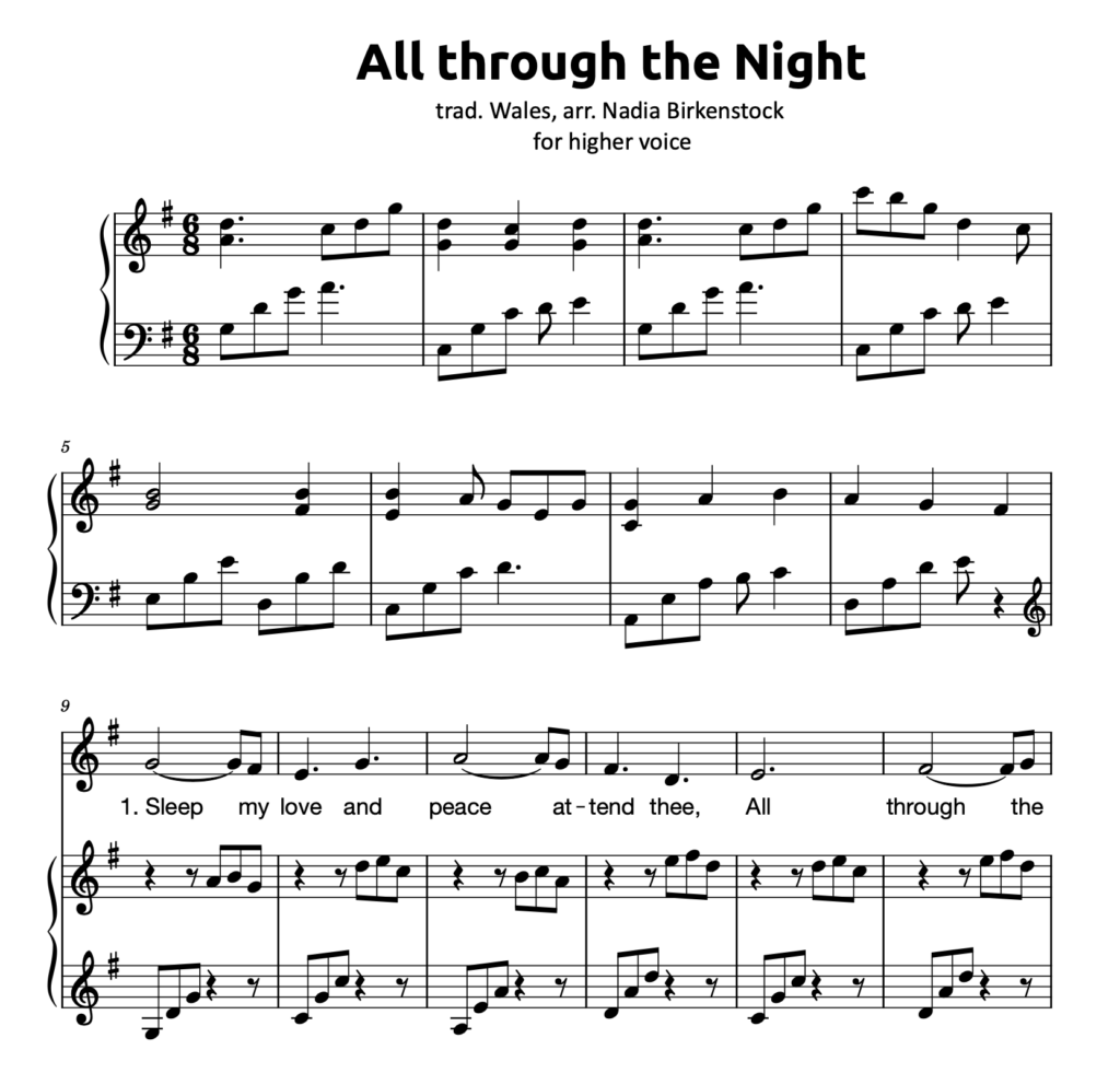 All Through the Night (Harp & Voice) – PDF – Nadia Birkenstock Shop