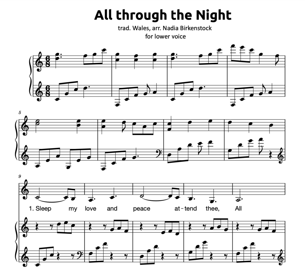 All Through the Night (Harp & Voice) – PDF – Nadia Birkenstock Shop